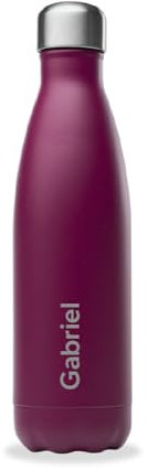 Qwetch - Bouteille Personnalisée Isotherme 500ml Matt - Gourde Nomade Inox Recyclé - 24h Froid et 12h Chaud - Etanche, Sans BPA & Réutilisable (Lie de vin)