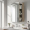 Ereousa Spiegelschrank Bad, 56x13x41cm Spiegelschränke fürs Bad, Badezimmer Spiegelschrank met Spiegel und Ablage, Hellbeige
