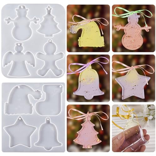 Weihnachten Resin Silikonform Epoxidharz Formen,DIY Silikon Weihnachten Charms Anhänger Gießform Resin Formen,3D Weihnachts Silikonform Anhänger,Silikonformen Gießformen Harz Formen Set