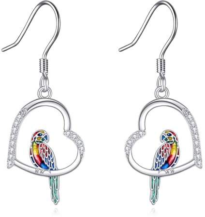 DAYLINLOVE Papagei Ohrringe 925 Sterling Silber Papagei Ohrringe Papagei Schmuck Geschenk für Frauen Mädchen Papagei Liebhaber