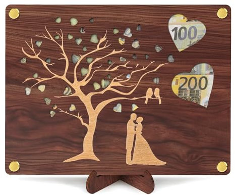 Hochzeitsgeschenke für Brautpaar, Holz Hochzeitsgeschenk Geld Geldgeschenk Hochzeit Geschenk Hochzeit Geldgeschenk, Geldgeschenke Hochzeit Verpackungen Hochzeitskarte Geldgeschenk inkl. Ständer