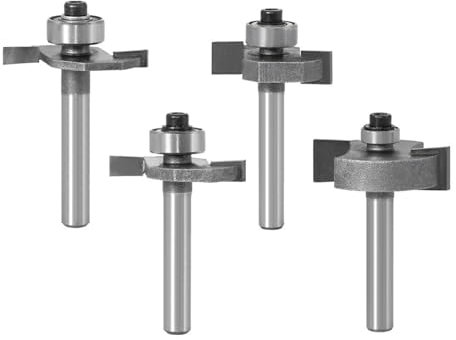 Milling Cutter,4pcs/Set T Track T Slot Router Bits, 6mm Shank Classical T-Slot Milling Cutters Joint Slot Cutter Biscuit Jointer Router Bit with Bearing