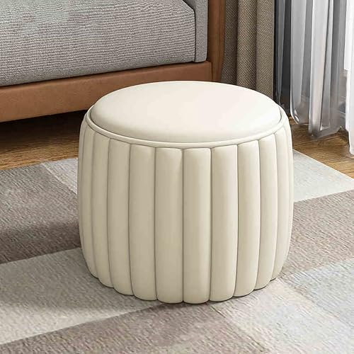 Leder Ottomane Fußstütze Hocker für Wohnzimmer und Schlafzimmer Gepolsterter Kunstleder Pouf Sitz mit Schuhaufbewahrung Kleiner Couchtisch Bank Weiß Quadratisch Bodenstuhl mit Ablagefach