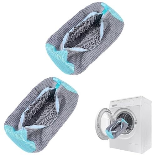 2 Stück Schuhwaschbeutel Waschmaschine, Sneaker Waschbeutel, Wiederverwendbarer Waschbeutel, Schuhe Waschbeutel, Geeignet für Sportschuhe und Tennisschuhe, Grau