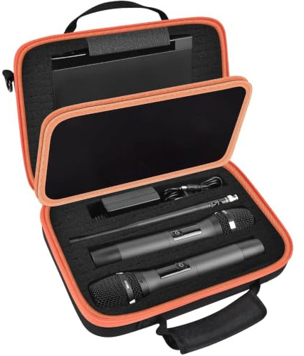 ANKHOH Drahtlose Mikrofonhülle für JBL zum Singen für TONOR für Shure für Bietrun für ALPOWL Zwei Mikrofonsystem DIY Schaumstoff Passt für Verschiedene Größen Mikrofon (Nur Box) (orange)