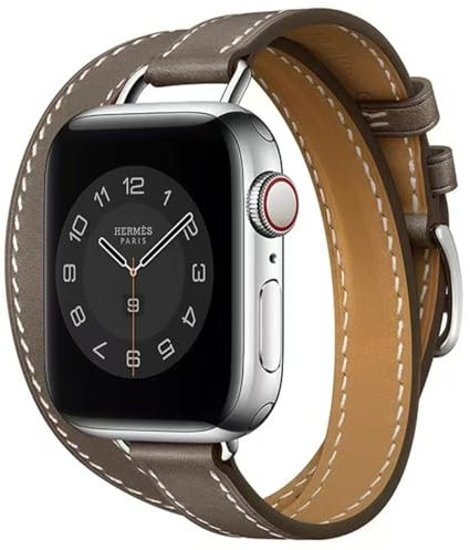AIYIRUO Compatible avec Bracelet Apple Watch Series 10 Double Tour Mince pour iWatch pour Femmes Hommes Bracelet en Cuir Véritable pour iWatch Ultra SE Series 10 9 8 7 6 5 4 3 2 1