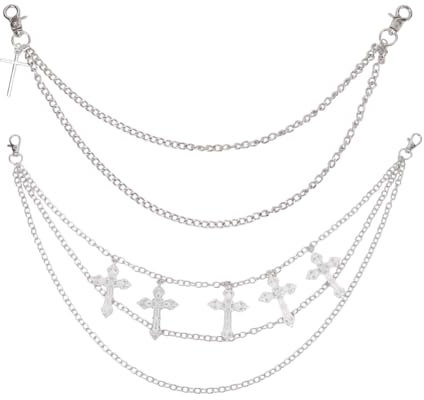HOBBIESAY 2 Stück 2 Stil Punk Heavy Cross Hosenkette Cool Cross Bikerketten Platin Geldbörsenketten Bekleidungszubehör Schmuckherstellungsketten Für DIY Männer Hosen Geldbörsen Taschen Dekorationen
