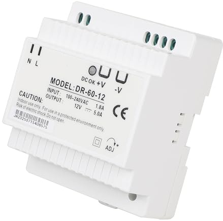 Stonenect DIN-Schienen-Netzteil, Transformator, Schaltnetzteile, montierbar, modulares Netzteil für industrielle Automatisierung, Verteilerkästen, Instrumentierung (12 V, 5 A, DR-60-12)