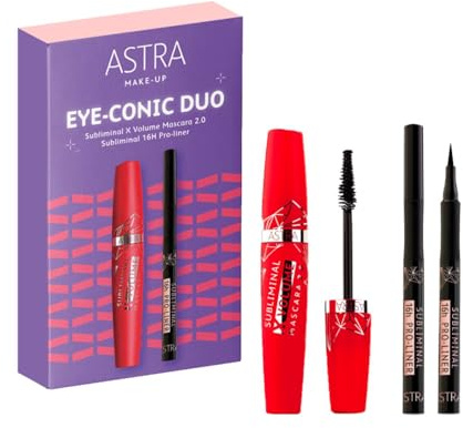 Astra Make-Up Set Trucco Eye-Conic Duo Mascara Occhi Subliminal X Volume Nero 2.0 e Eyeliner Subliminal 16H Pro-Liner Nero Intenso