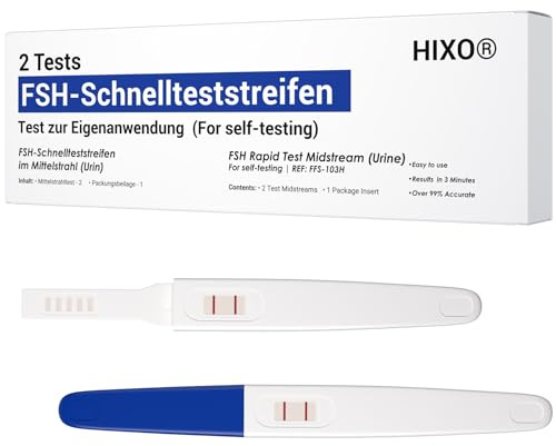 2x FSH-Test Mittelstrahl-Urintest – Wechseljahre Selbsttest für Zuhause – Schnelltest zur Bestimmung des FSH-Spiegels im Urin – Menopause Hormontest