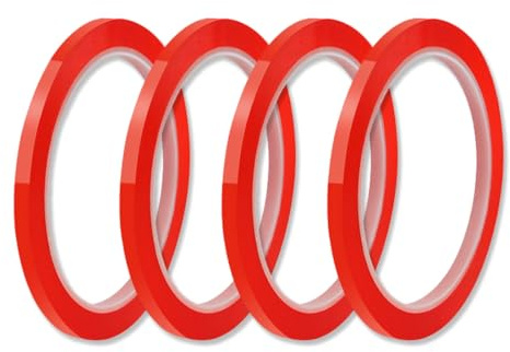 ROKZELT 4 Rollen Hitzebeständiges Klebeband, 10mm x 50m Rot Wärmeband für Sublimation Keine Rückstände Hitzeschutzband für Elektronik Leiterplatten Wärmeübertragung