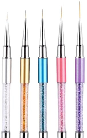 5 pièces Pinceaux en Détail à Ongles, Liner Ultra Fin Pinceau Nail Art Outils, outil de dessin pour les lignes longues, détails fins, Pour Acrylique Huile Aquarelle Nail Art Pinceau de Ensemble