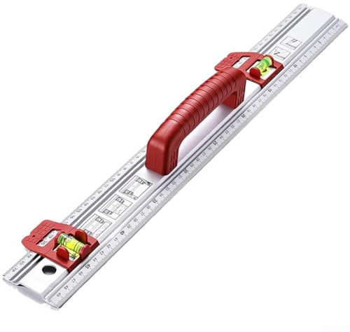 50 cm Aluminium-Lineal mit zwei unabhängigen Wasserwaagen für gleichzeitige horizontale und vertikale Überprüfung bei Bauaufgaben (50 cm)