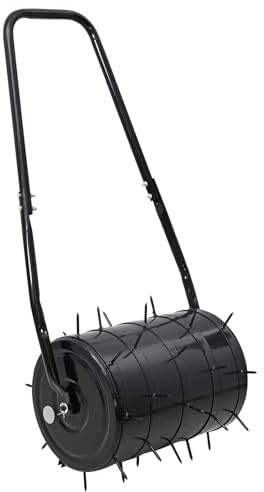 vidaXL Rasenwalze zum Ziehen mit Belüftungs-Clips Schwarz 110 x 52 cm,