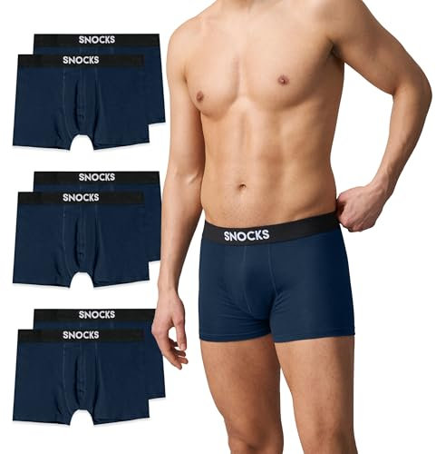 Snocks Boxershorts Herren aus Bio-Baumwolle (6er Pack) - Atmungsaktiv und Ideal für Sport und Alltag - Kein juckendes Etikett und komfortabler Bund - Unterhosen Herren - Gr.M, Farbe Navy