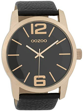 Oozoo Herrenuhr mit Lederband 48 MM Rose/Schwarz/Schwarz C9734