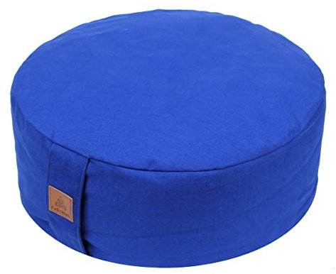 FelizMax Zafu Meditationskissen,Meditationskissen, rund, Zabuton-Meditationskissen, Yoga-Kissen, Bodentasche, mit Reißverschluss, Bio-Baumwolle, maschinenwaschbar, blau, 13x13x5