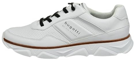 bugatti Homme Baskets Sportives avec Mousse à mémoire de Forme, Lacets élastiques, Blanc, 40 EU