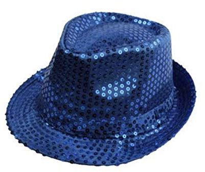 Sombrero Chistera de Copa de Fieltro Lentejuelas Gorro de Ronda Mago con Cinta (Azul, Niño/54cm)