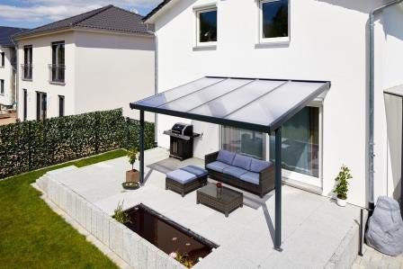 Gutta Terrassendach Premium | Tiefe 5060 mm | Weiß | Verschiedene Größen & Eindeckungen (Polycarbonat Stegplatten 16 mm klar, 5100 x 5060 mm)