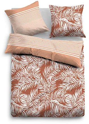TOM TAILOR 0067616 Bettwäsche Garnitur mit Kopfkissenbezug Baumwoll-Satin Tropic 1x 135x200 cm + 1x 80x80 cm terra