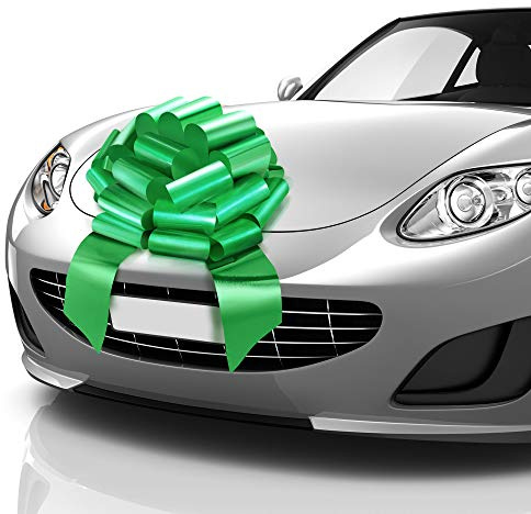 Mifflin -USA Big Car Bow - Matte Green 18 Zoll - Riesige Geschenkschleife für Geburtstag Weihnachten - Riesige Autodekoration