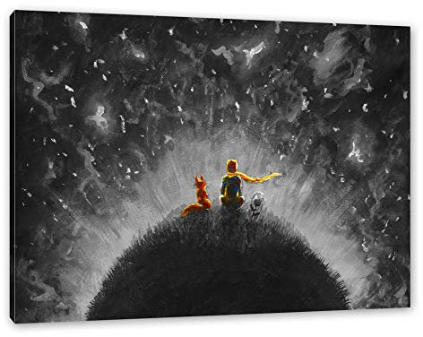 Pixxprint Ölgemälde Der kleine Prinz B&W Detail, Größe: 60x40cm, Leinwandbild, fertig gespannt, Wandbild, Dekoration, Kunstdruck, kein Poster