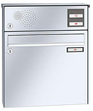 RENZ/Basic B/Aufputz-Briefkastenanlage Wand-Briefkasten / V4A-Edelstahl/Volumen 12 L/Sprechsieb oben/Dein-Briefkasten.de