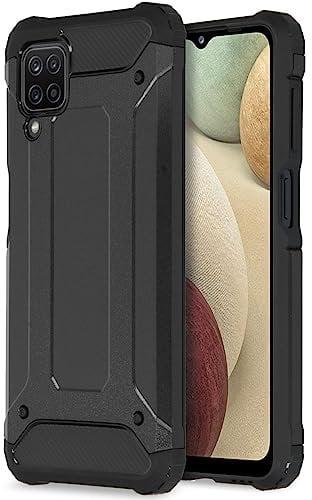 iMoshion Hardcase,Backcover Hülle kompatibel mit Samsung Galaxy A12– Rugged Xtreme Back Cover Schutzhülle – Hard Case Handyhülle in Schwarz [Stoßabsorbierend, Dual-Layer Design]