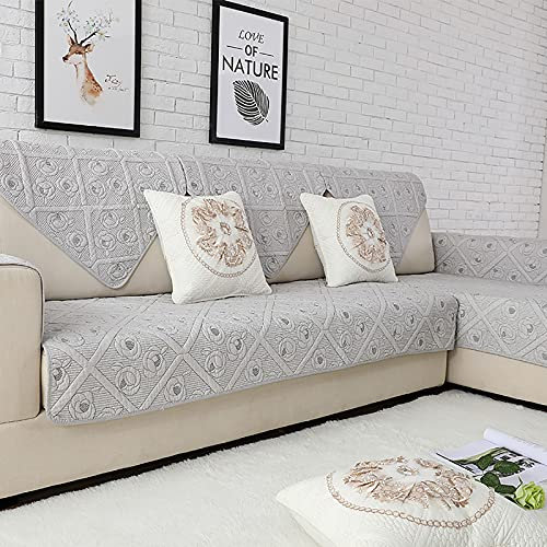 ZYFAB Gesteppte Sofabezug Für Sektionalcouch,100% Baumwolle Sofahusse Reversible Möbelschutz,Loveseat Liege L-Form Couch-Abdeckung Für Hunde-B Kissenbezug/18x18in