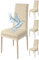 Poligino Stuhlhussen 4er Set Wasserdicht Stretch Universale Weich und Bequem, Stuhlbezug für Haus, Küche, Hochzeit, Restaurant, Party, Hotel, Zeremonie, Bankett - Beige