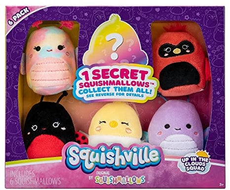 Squishville SQM0331-6er Pack Flieger Squad, superweiche Mini-Squishmallows, 5cm Plüschfiguren