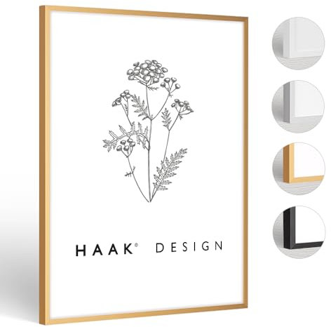 HaakDesign schmaler Bilderrahmen Alena Aluminium Alubilderrahmen 40 x 50 cm Gold Fotorahmen, Geschenkidee