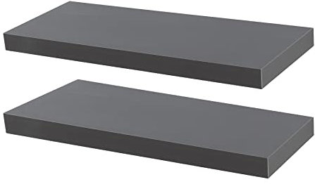 Harbour Housewares Modern Floating Wall Shelves - 60cm - Grey - Pack of 2 - Photo Gallery Bookshelf Wall Shelf for Living Room Display, Bedroom, Office Storage