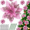 Serwalin 20pcs 14cm Weihnachten Blumen künstliche Rosa Blumen Dekorationen mit Clips Stiele Glitter Weihnachtsbaum Ornamente Weihnachten Hochzeit Party Kranz Girlanden DIY(rosa)
