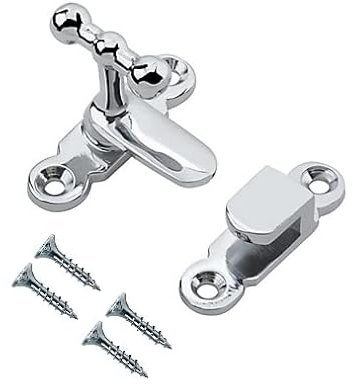 TERF® Showcase Type Catch Polished Chrome 40mm Door Turn Catches Cupboard Cabinet Wardrobe Latch Catch Lock Gate Shed Door Rabbit Hutch Thumb Turn Button with Fixing Screw - Pack of 1