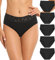 Wealurre Damen Unterhosen Spitze Slip Baumwolle Hipster Damen Höschen Unterwäsche Frauen im 5er Pack (6004 Black,S)