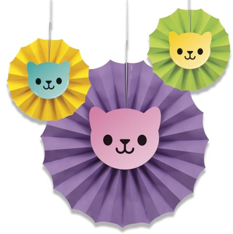 Unique Gabby's - Decorazioni a ventaglio di carta multicolore per casa delle bambole, 30,5 cm e 15,2 cm (3 pezzi), vivaci e divertenti decorazioni da appendere per tutte le occasioni