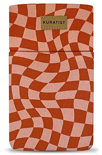Kuratist Handy-Tasche 'AHOI' - Universell kompatibel z.B. iPhone 15/14/13 or Pro, Galaxy S24/S23, Xiaomi 14/13 - Handgefertigt aus Baumwoll-Canvas - Mit Schutzklappe - Twisted Checkers