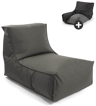mokebo® Sitzsack mit Schutzhülle für Kinder & Erwachsene 'Der Sundowner', Bean Bag mit Füllung oder Bodenkissen für Indoor & Outdoor, auch als Liegekissen, Relaxliege oder Liege in Anthrazit