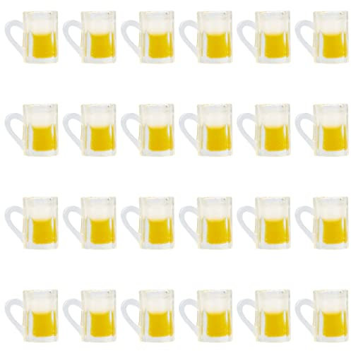 GORGECRAFT 24 Pz Mini Boccale di Birra Bicchieri Da Colpo Modello Boccali di Birra Ciondoli In Resina Trasparente Imitazione Bevanda Boccale di Birra Alla Spina Bottiglie di Alcol In Miniatura