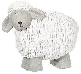 J-Line Lustiges Deko Schaf Weiss Grau L41 cm Tierfigur Gartenfigur und Home