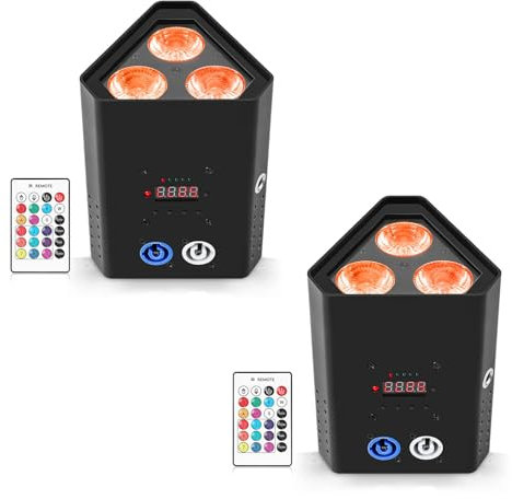 UKing Akku LED Par strahler, 2er Wiederaufladbarem 54W LED Par scheinwerfer RGBWA+UV Party Licht Bühnenlicht 4800mAh mit Fernsteuerung/APP/IR/DMX für dj Bar KTV Band Hochzeit (Deutsches Lager)
