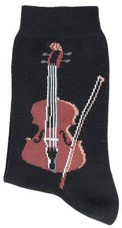Musik-Socken mit eingewebter Violine, 1 Paar (DE/NL/SE/PL, Numerisch, 35, 38, Regular, Regular)