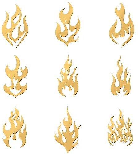 OLYCRAFT 9 Pcs Fire Pattern Stickers Self Adhesive Metal Stickers Black Self Adhesive Stickers Metal Stickers for DIY Scrapbooks Resin Crafts Phone Decorations Cool Sticker - 9Styles