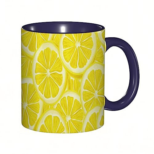 Tasse Keramik Gelbe Zitrone Kaffeetassen Große 330ml Mit Henkel 100% Handbemalt Trinkgläser Mit Griff Personalisierte Geschenk