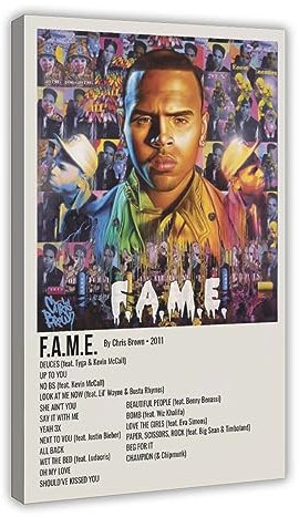 Chris Brown F.A.M.E.music Album Cover Schlafsaal Schlafzimmer Wandkunst Deco Poster Leinwand Poster Wandkunst Dekor Druck Bild Gemälde für Wohnzimmer Schlafzimmer Dekoration Rahmenstil 20 x 30 cm