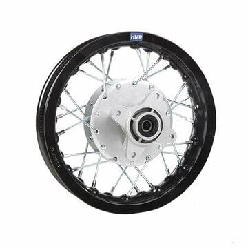 HMParts Alu Felge 12 Zoll Trommel eloxiert hinten Schwarz 12 mm Achse Typ 2 für Dirt Pit Bike Cross
