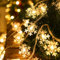 Schneeflocke Lichterkette, Weihnachten Lichterkette Batterie, Weihnachtsbeleuchtung LED Weihnachtsdeko Innen und Außen, 10m 80 LED Vorhang Lichterketten Warmweiß für Weihnachten Deko, Garten, Balkon