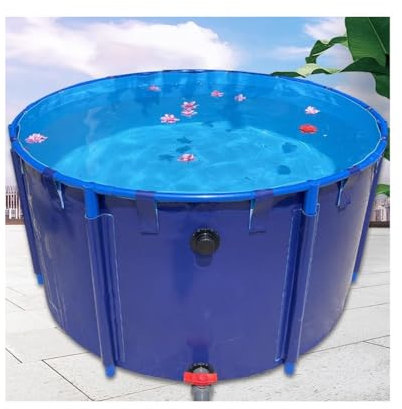 Piscinas Desmontables, Acuario Estanque De Piscina, con Válvula De Drenaje, Lona De PVC con Marco De Acero para Estanques Pecera Pez Koi (Color : Blue, Size : 3x1m)